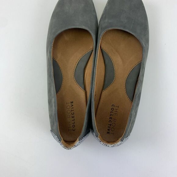 The Root Collective Gaby Flat Gray Nubuck Leather Slip On Comfort Ballet Women 9 - Picture 7 of 13